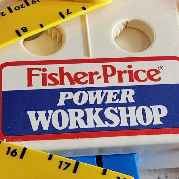 Vintage Fisher Price Power Workshop Tool Box Drill Caddy 1986 Toy With Box - Picture 10 of 11